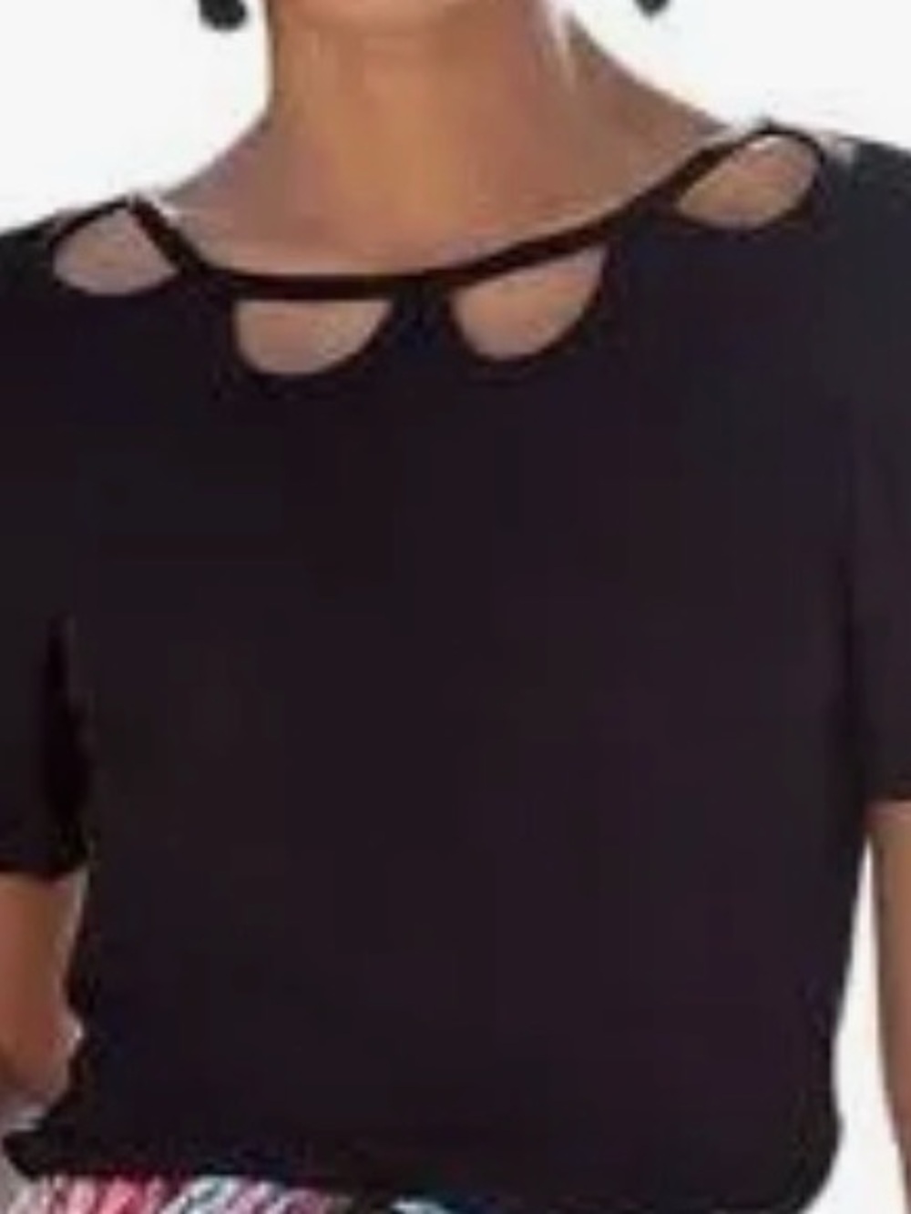 VENUS Black Cutout Tee, Large